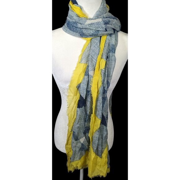 Vintage Diane Von Furstenberg Blue And Yellow Geometric Abstract Scarf - Picture 6 of 12